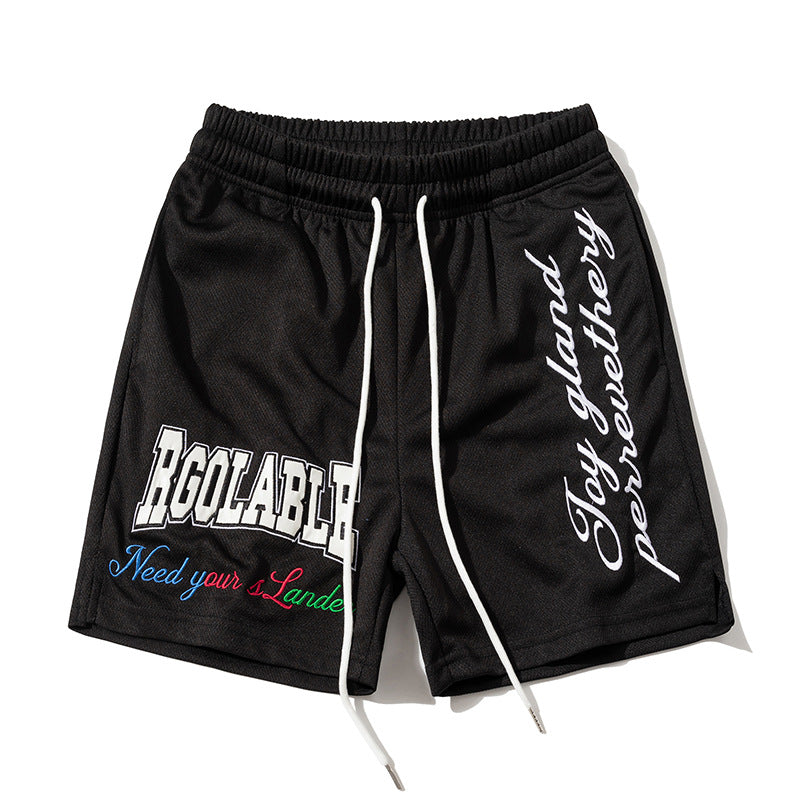 Cross-Border American-Style Casual Shorts for Men 2026 Summer Youth Trendy Brand Mesh Breathable Basketball Sports Shorts