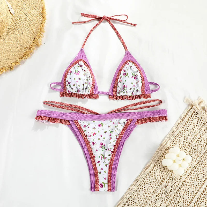 2025 Floral Print Brazilian Bikini Set for Women
