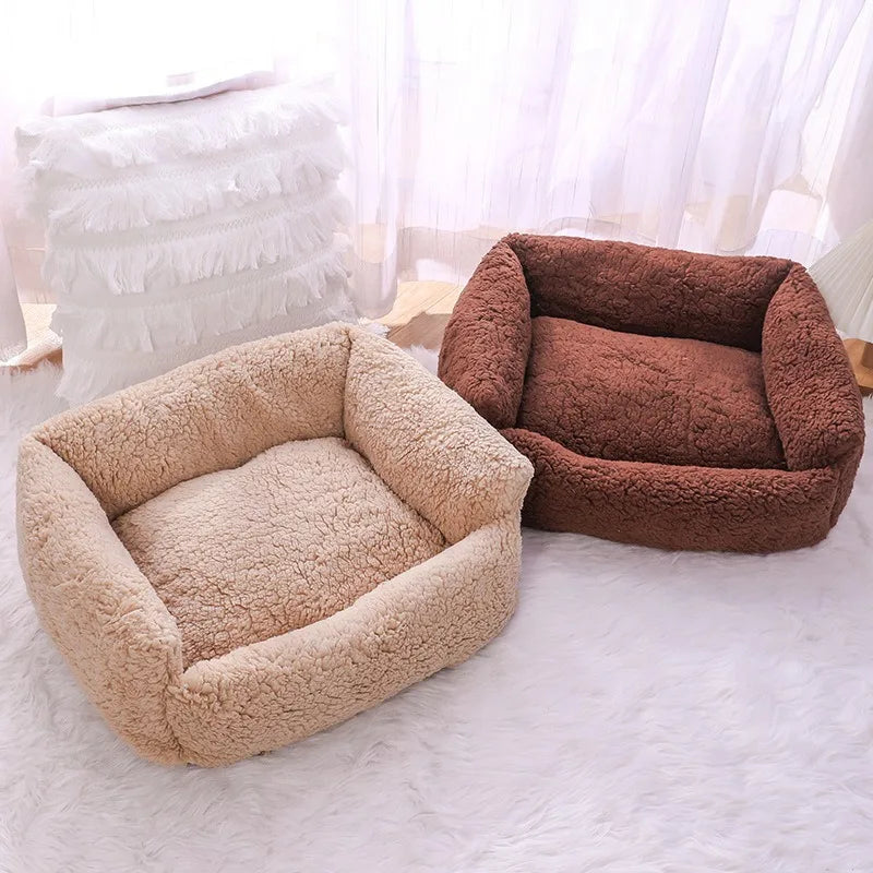 Cozy Plush Sofa Bed for Pets with Removable Cover