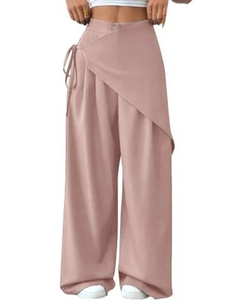 High Waist Loose Wide Leg Trousers for Women in Polyester