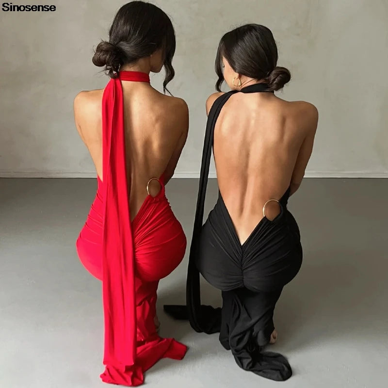 Elegant Backless Maxi Dress for Women by SINOSENSE