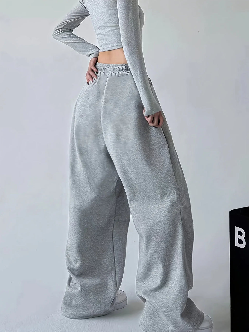Casual Cotton Knit Jogger Pants for Women with Drawstring