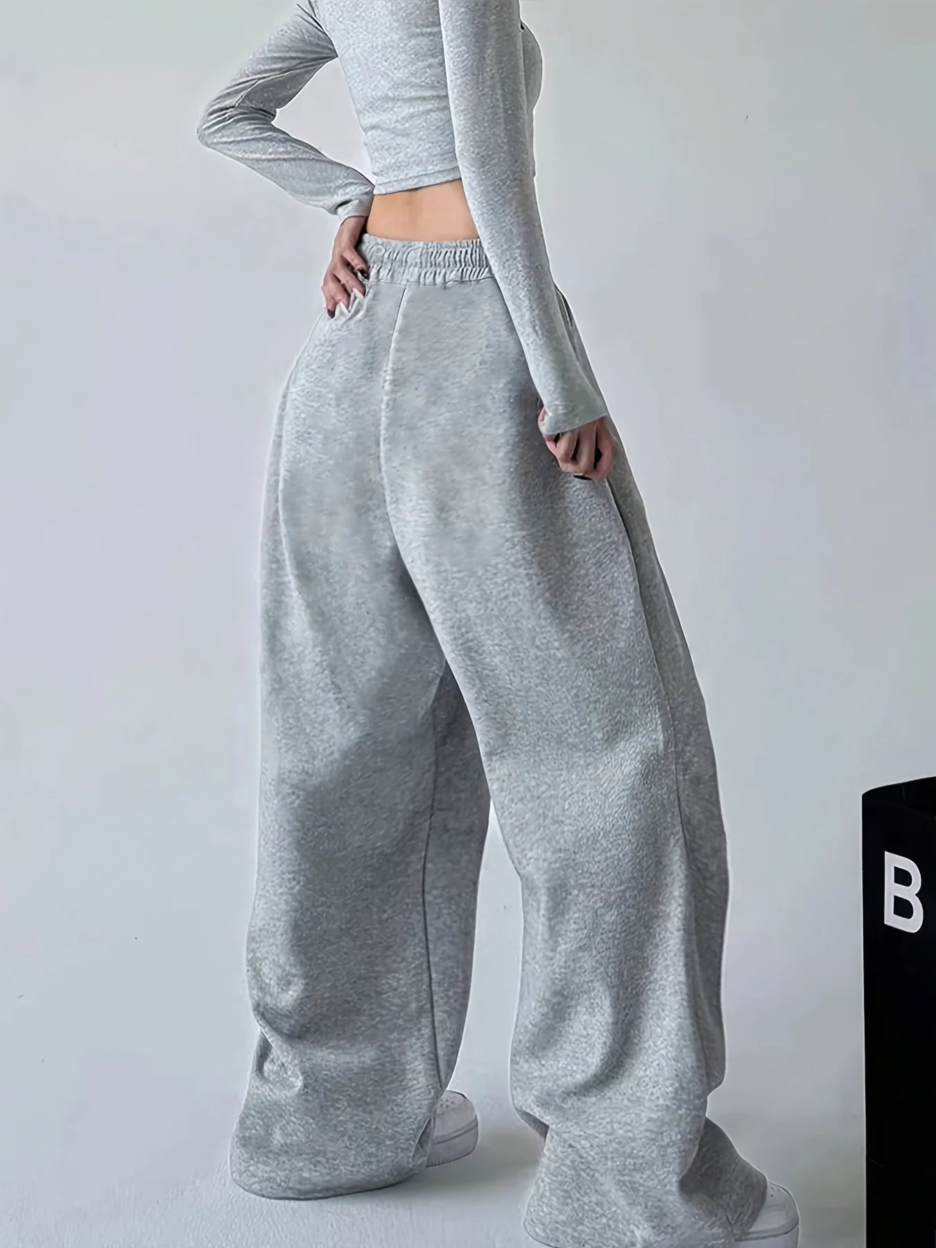 Casual Cotton Knit Jogger Pants for Women with Drawstring