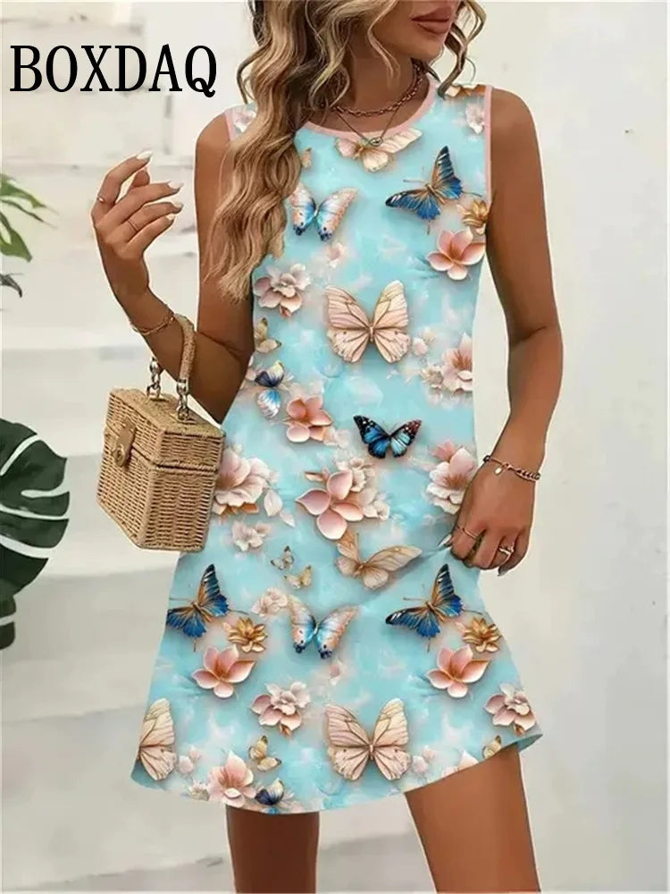 Butterfly Print Summer Sundress for Women by BOXDAQ