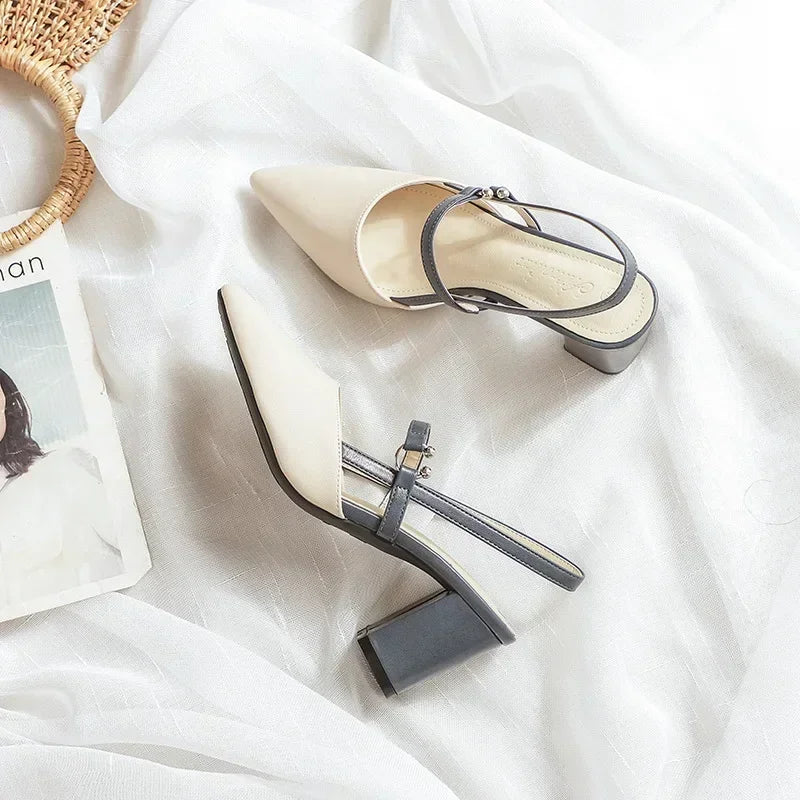 Elegant Chunky High Heels for Women with Pointed Toe