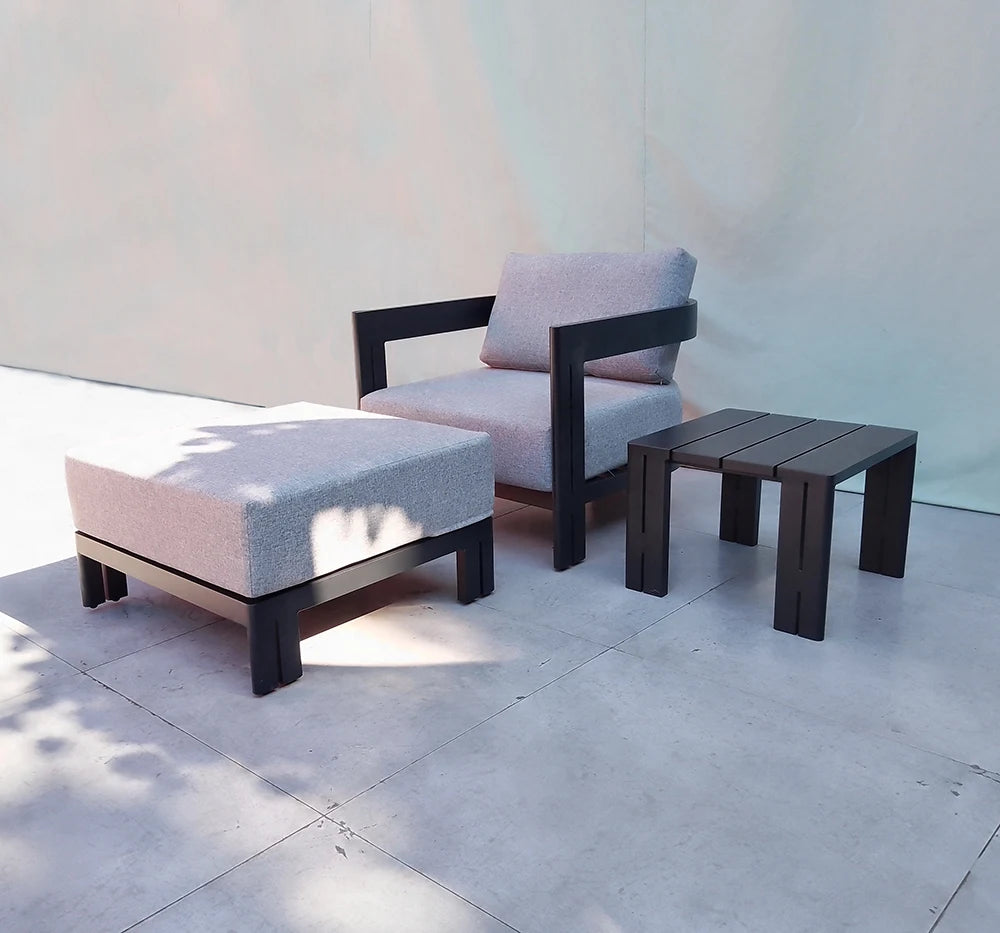 Aluminum Outdoor Sofa Set with Ottoman for Modern Gardens