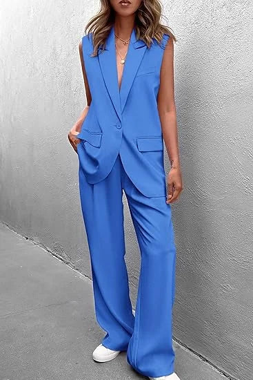 Burgundy Women's 2 Piece Sleeveless Suit Vest by MALEY LifeStyle