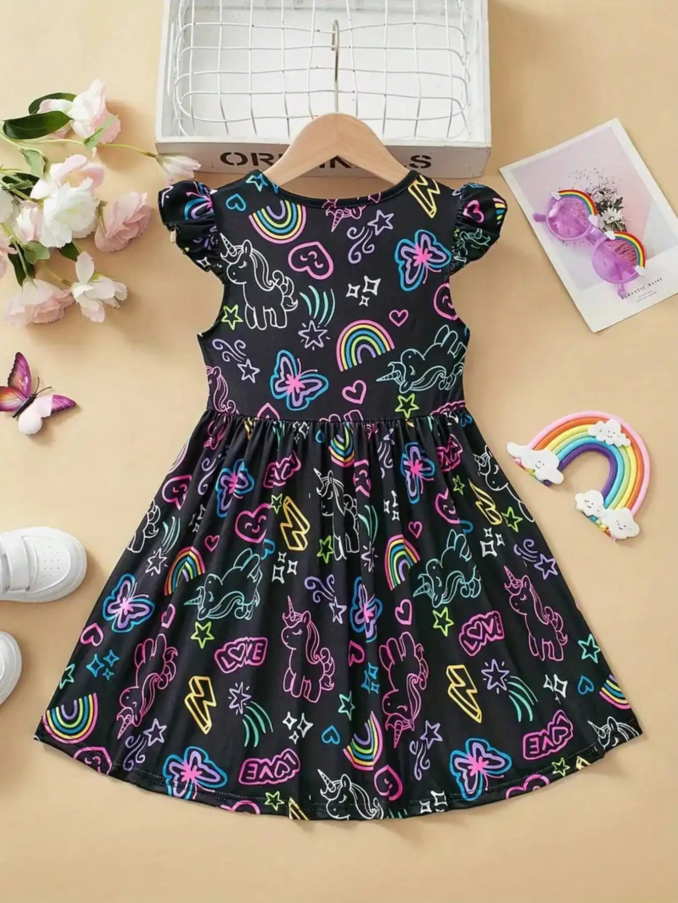 Girls' Luminous A-Line Dress for Parties and Summer Wear