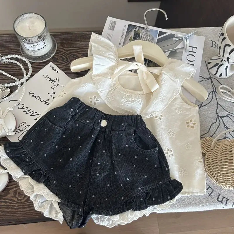 Girls' Stylish Tank Top and Cowboy Shorts Summer Set