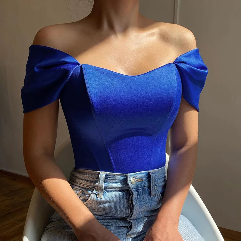 Elegant Women’s Bustier Top in Solid Polyester for Summer