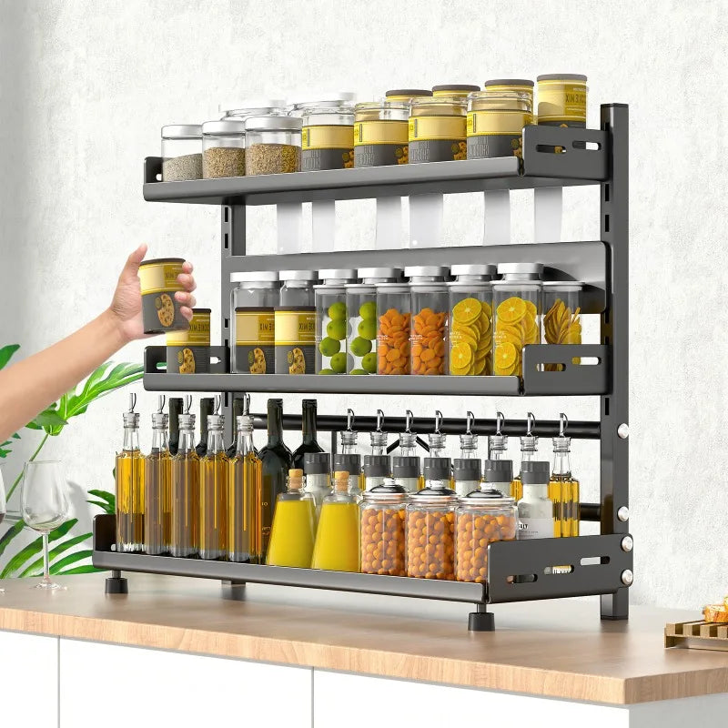 Adjustable Kitchen Countertop Organizer Rack in Steel
