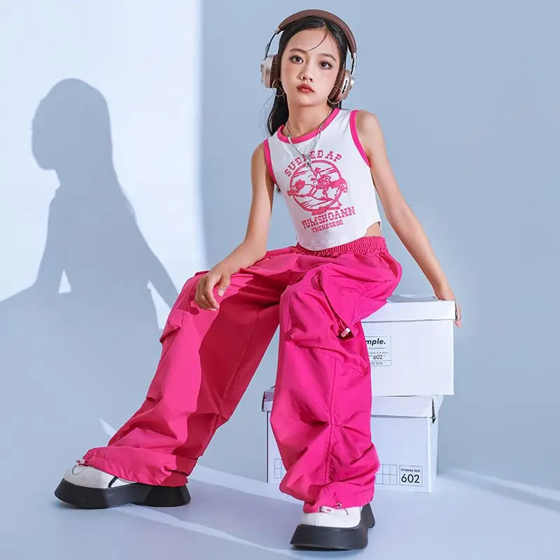 Trendy Girls Cargo Pants for Kids with Pockets 4-6Y