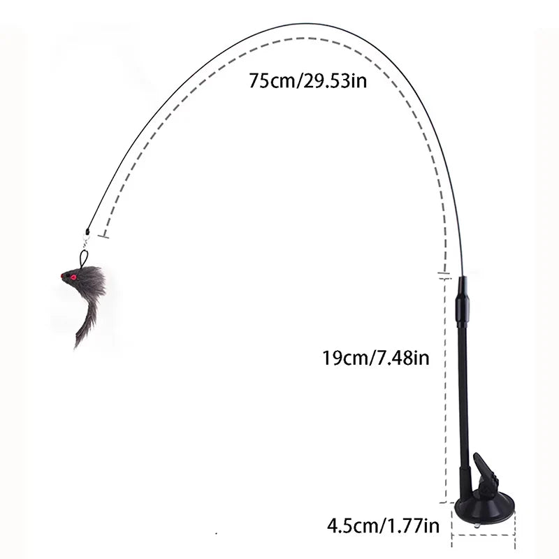 Interactive Cat Teaser Stick with Suction Cup and Removable Design