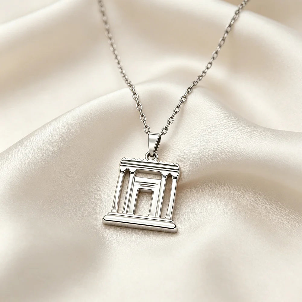 Jerusalem Holy Second Temple Pendant Necklace in Stainless Steel