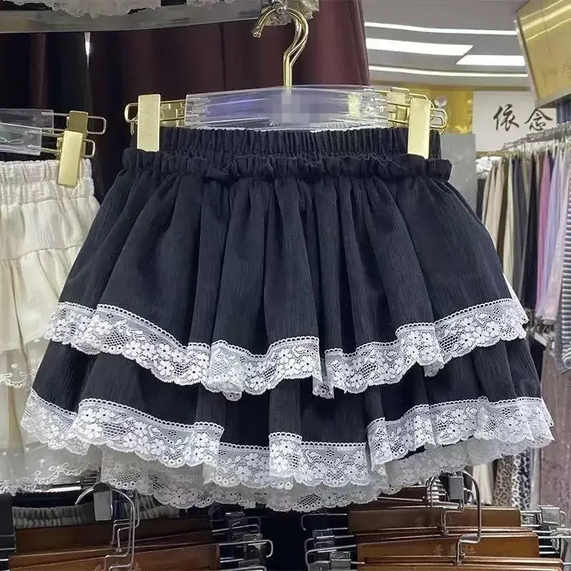 Japanese Y2k Ruffled Plaid Skirt for Women in Casual Style