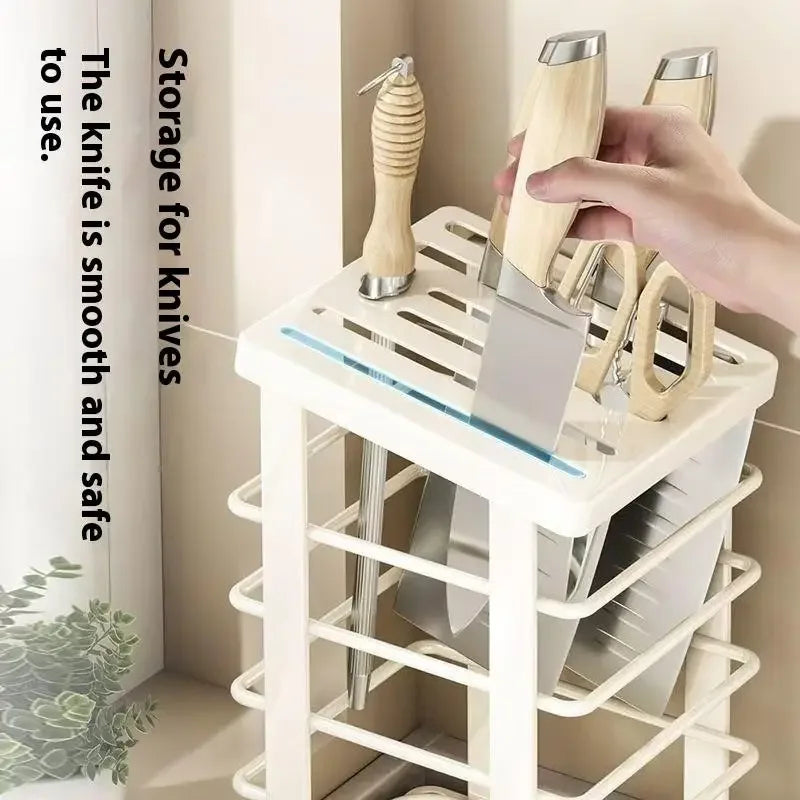 Multi-function Metal Dish Rack and Knife Holder for Kitchen