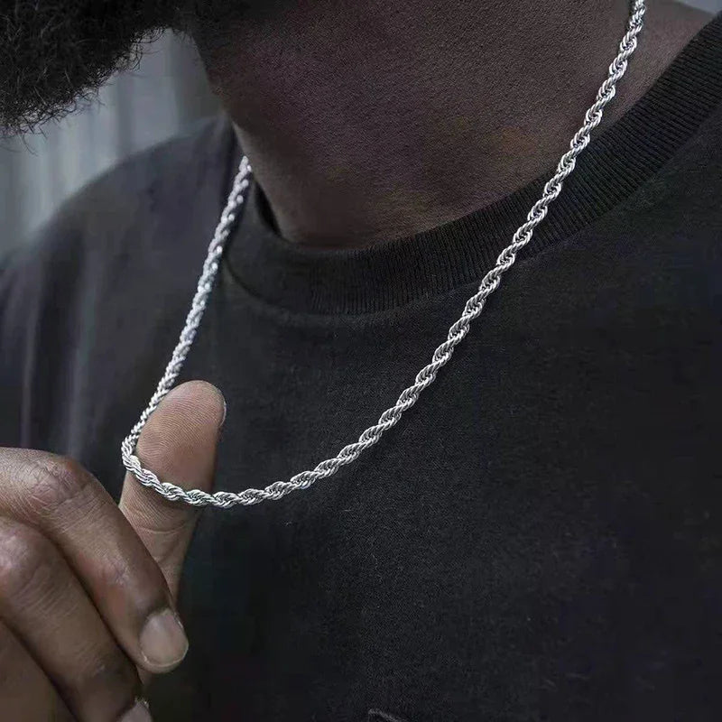 Men Ropes Long Necklace Minimalist Twisted Rope Chain Necklace For Men Women Hip Hop Jewelry