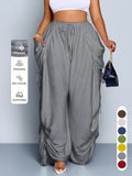 Punk Style High Waisted Wide Leg Pants for Women
