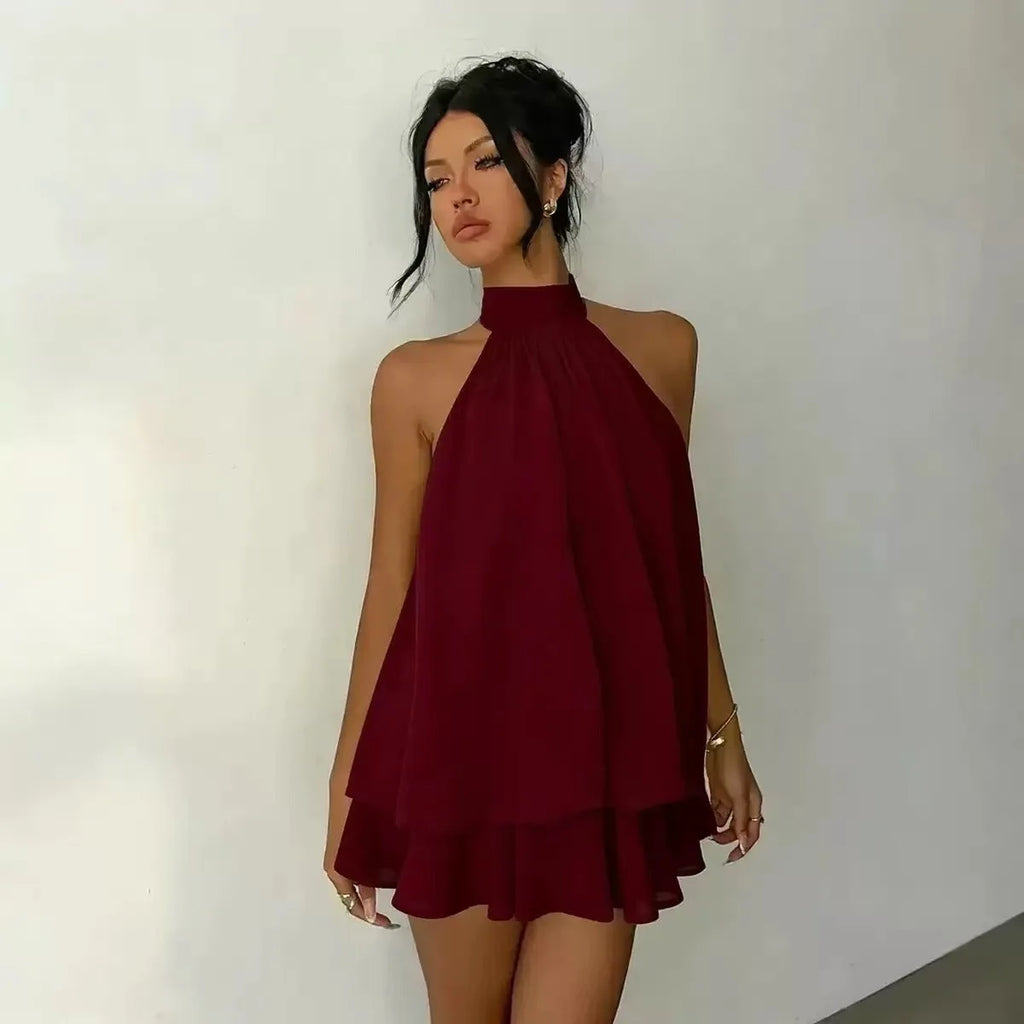 Elegant Women's A-line Beachwear Dress in Polyester