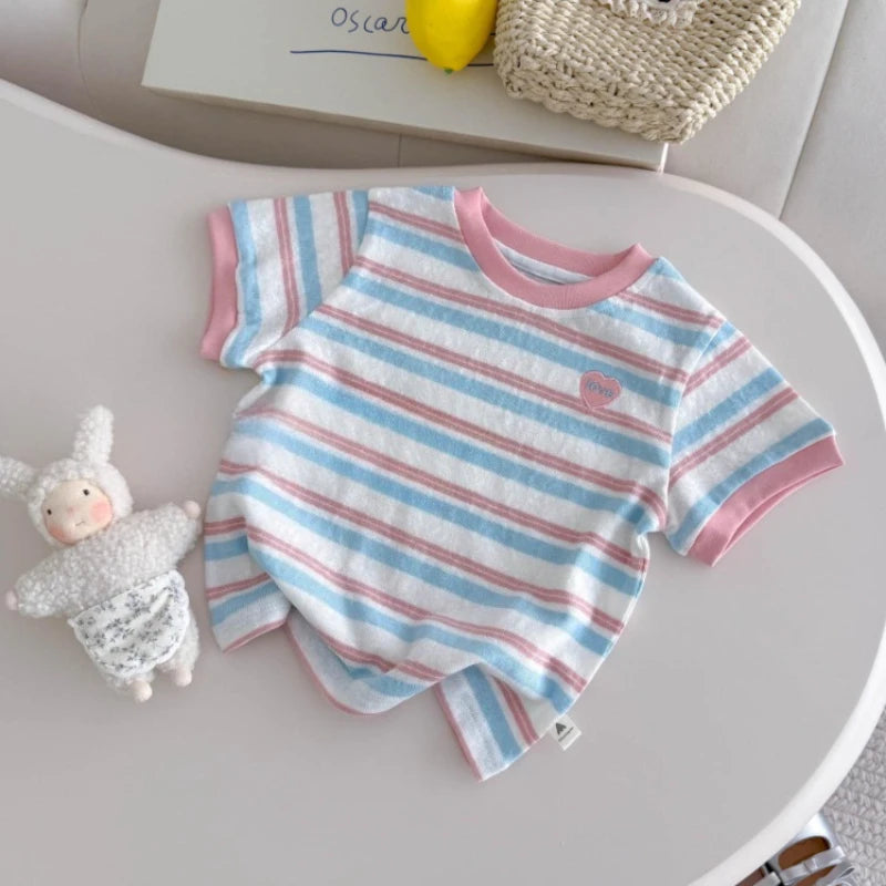 Pink Striped Summer T-Shirt for Girls Aged 1-3 Years