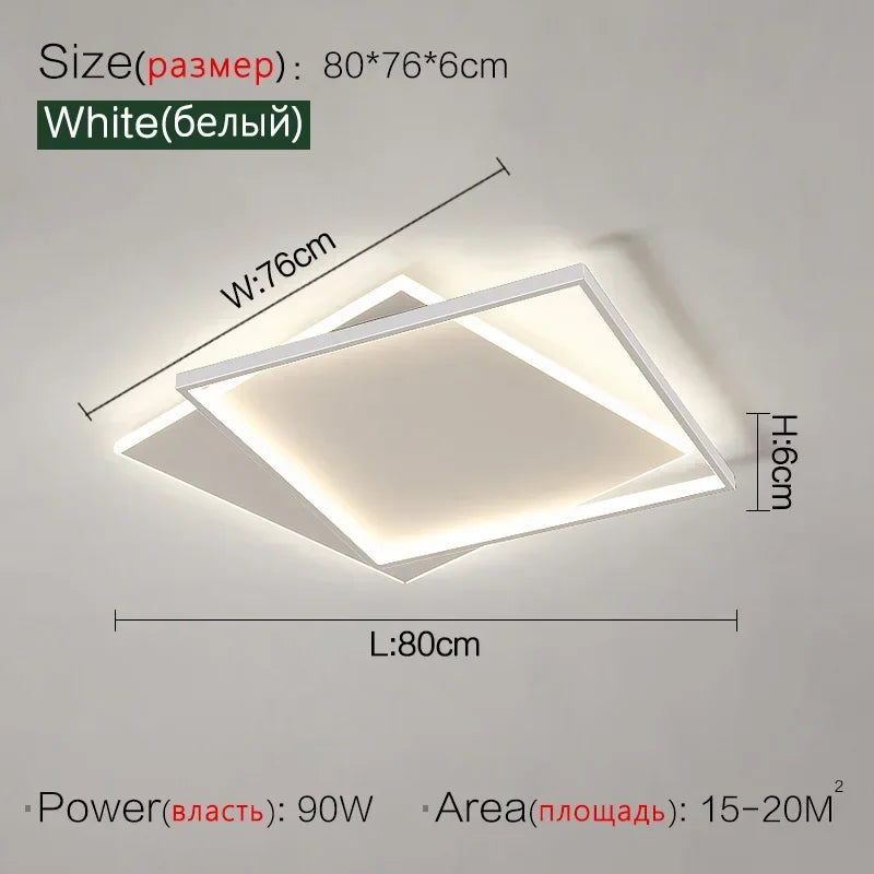 Modern Minimalist Square Ceiling Light in Black