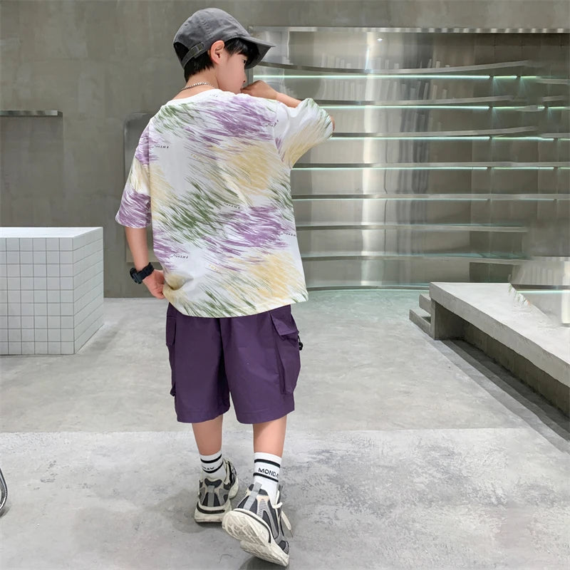 Boys Summer Clothing Set Casual Outfit for Ages 5-14