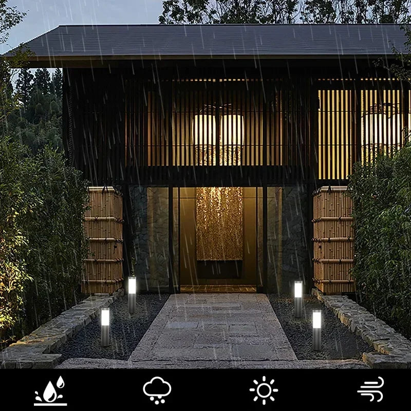 Solar Powered Garden Lights Contemporary Stainless Steel Design