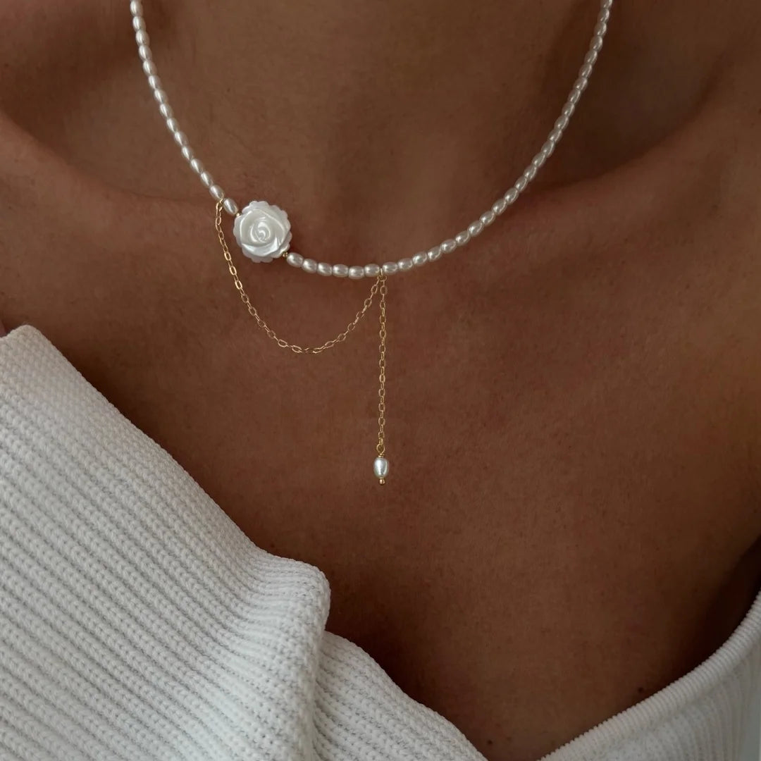 Gold Silver Minimalist Pearl Necklace for Women