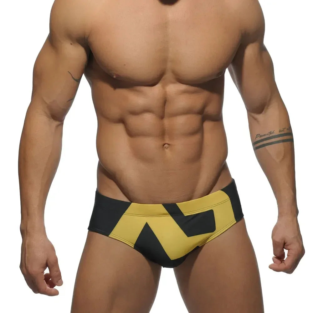 Men's Low Rise Swimming Briefs with Letter Print Design