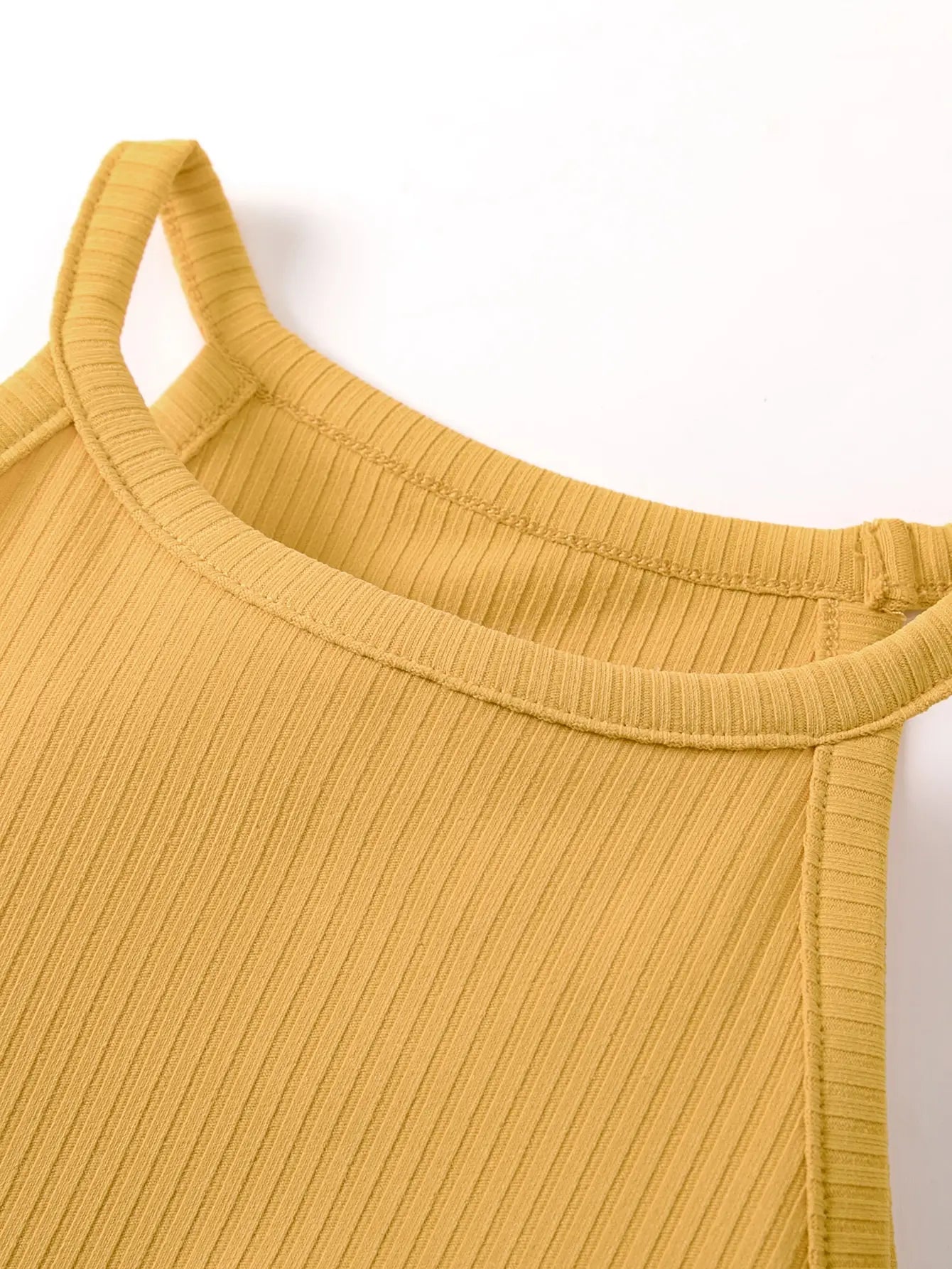 Multi-Color Ribbed Sleeveless Tops for Girls in Summer