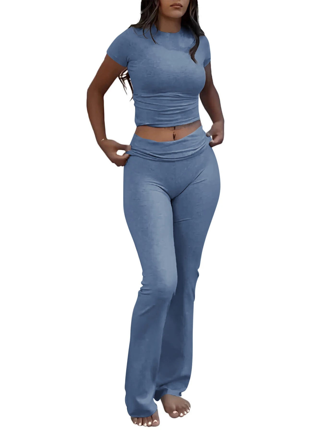High Waist Flare Pants Tracksuit Set for Women by charnisha