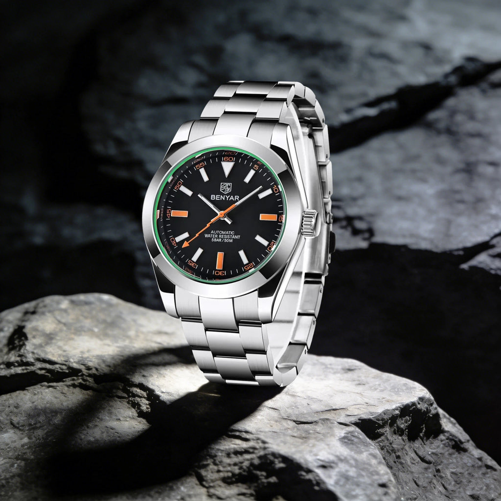 Benyar 41mm Men's Automatic Mechanical Watch Stainless Steel