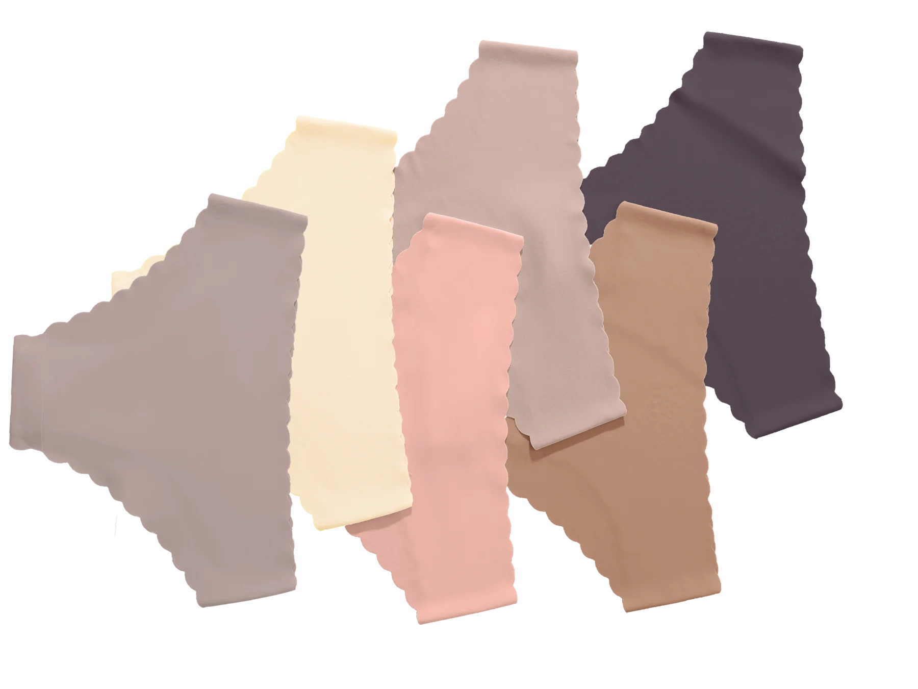 6-piece set of women's solid color underwear with wavy lace, smooth, seamless, comfortable, breathable and quick drying underwea