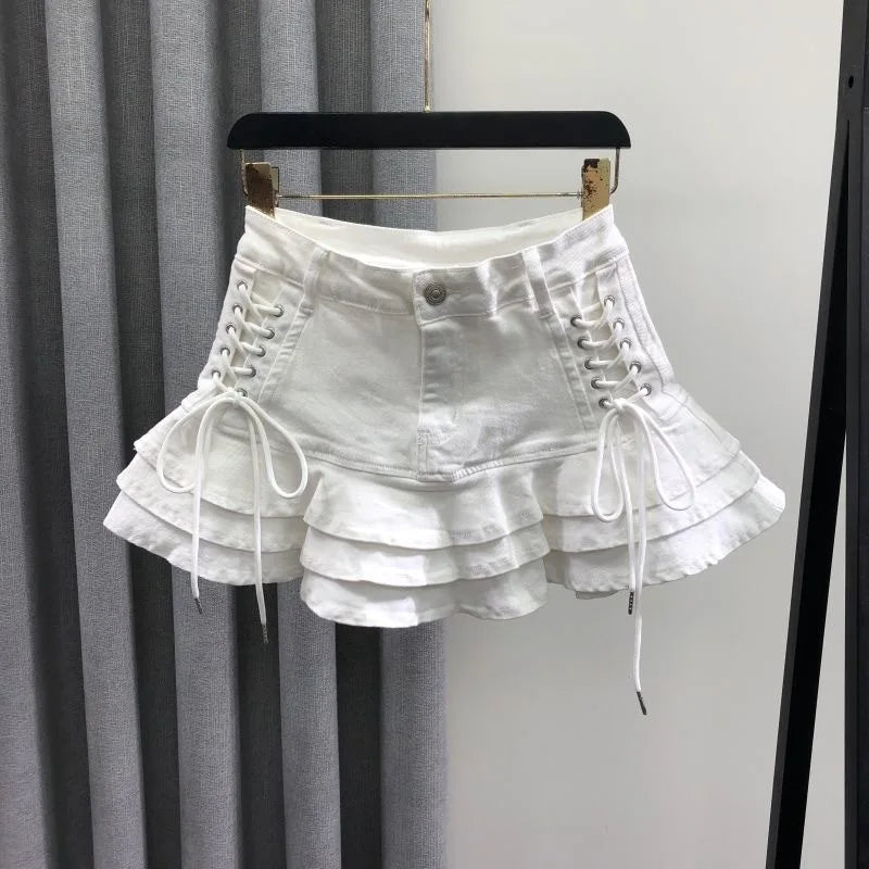 Girls Denim Ruffle Edge Skirt for Spring Summer 2026