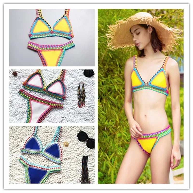 ZYMONDAY Women's Knitted Brazilian Bikini Set for Summer Beach Wear