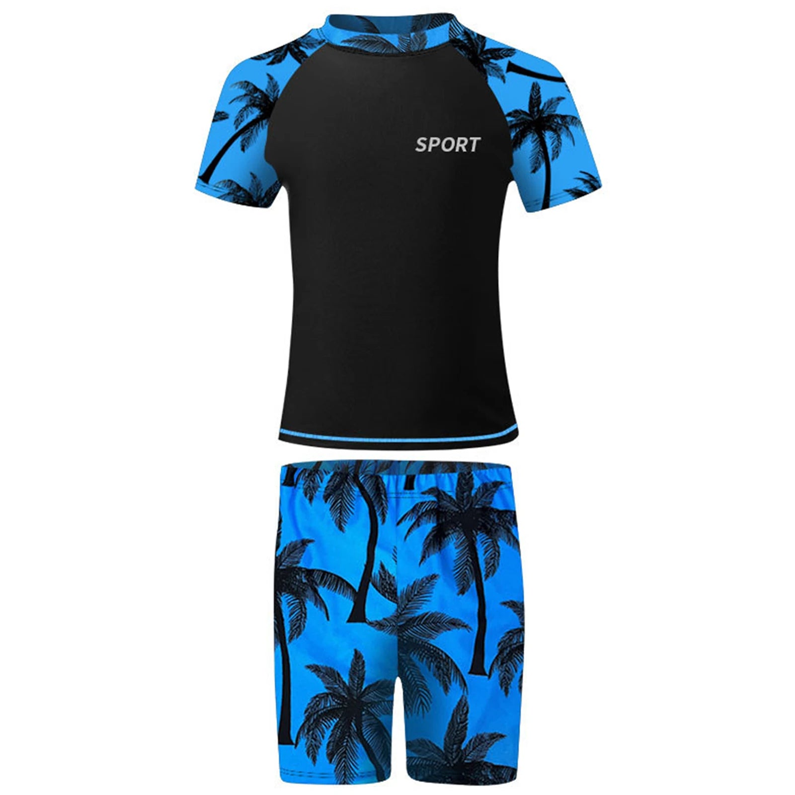 Boys 2 Piece Rash Guard Swim Set with Shorts for Summer