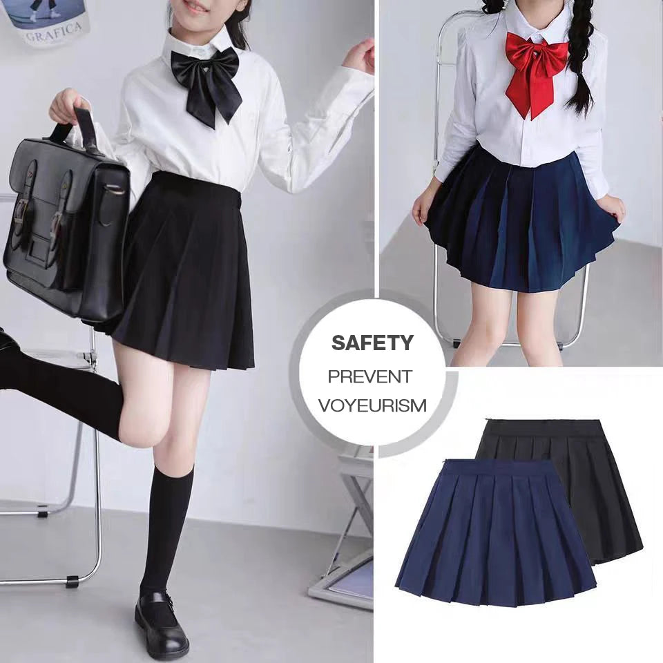 Vintage Plaid Pleated Skirt for Girls Ages 7-13