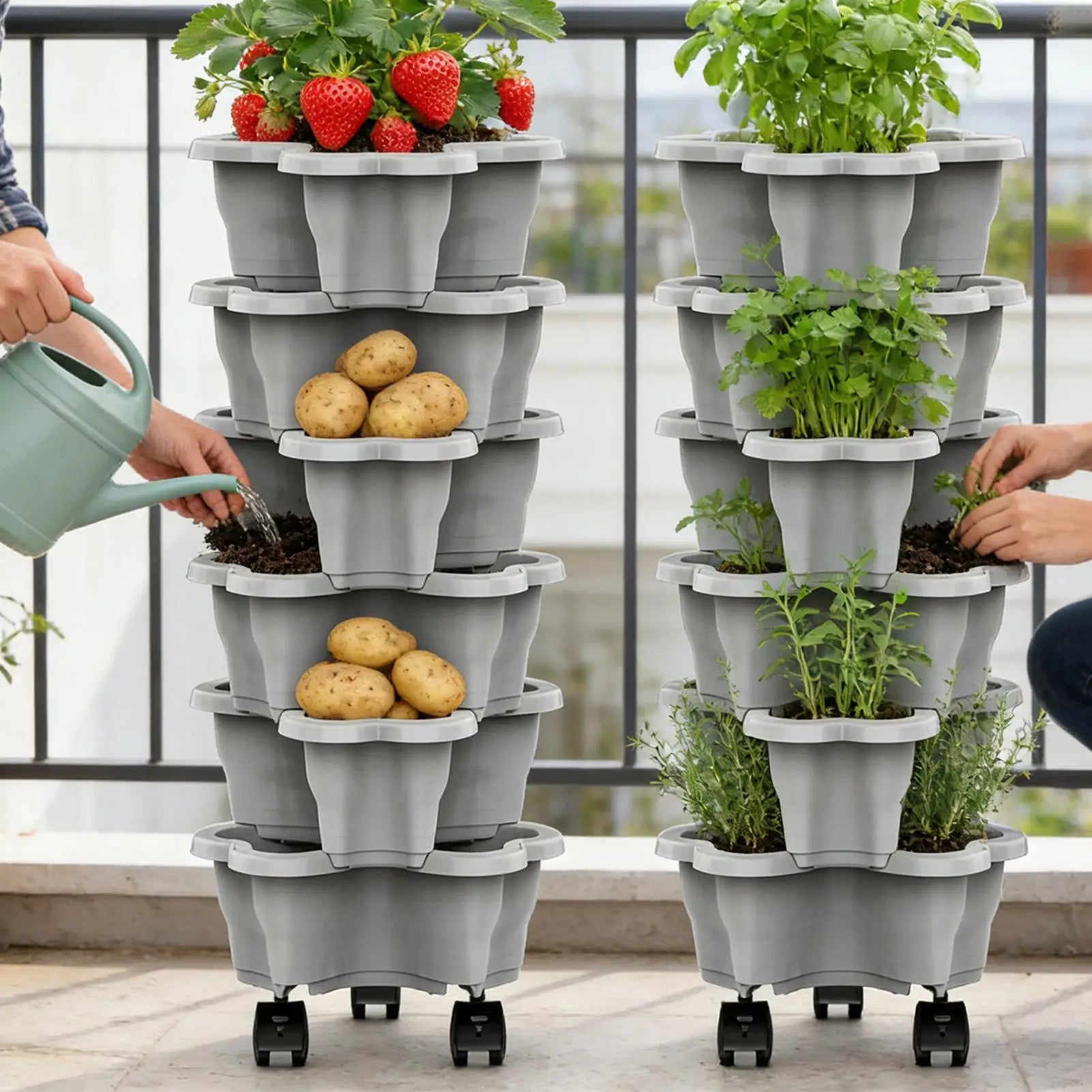 6-Tier Vertical Planter with Wheels for Indoor Outdoor Gardening