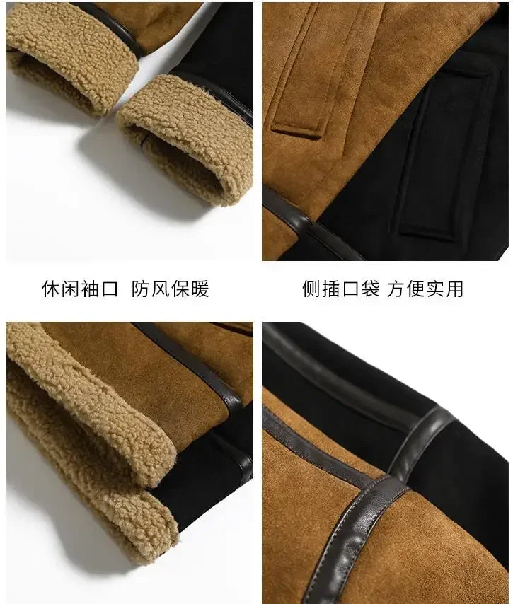 Fleece Cashmere Outwear Parka Casual Jacket Fashion parkas Men Brand Clothing Lamb wool Parka Male Casual Jacket Windbreaker