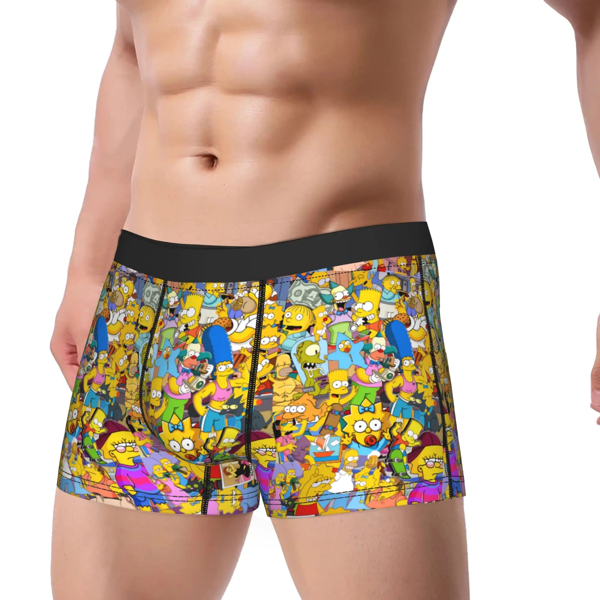S-Simpsons Family Cartoon Characters Men's Boxer Shorts Plus Size