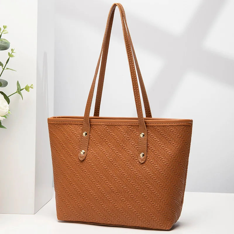 Embossed Floral Tote Bag for Women with Large Capacity