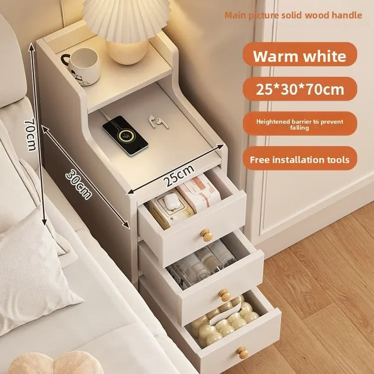 Modern Minimalist Narrow Bedside Table for Bedroom Use