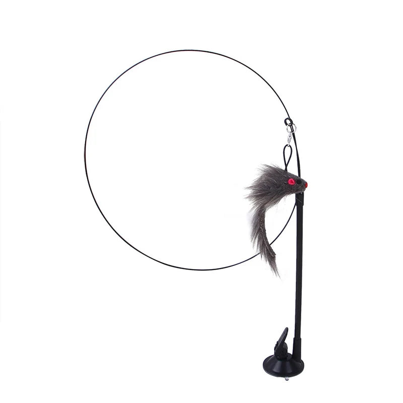Interactive Cat Teaser Stick with Suction Cup and Removable Design