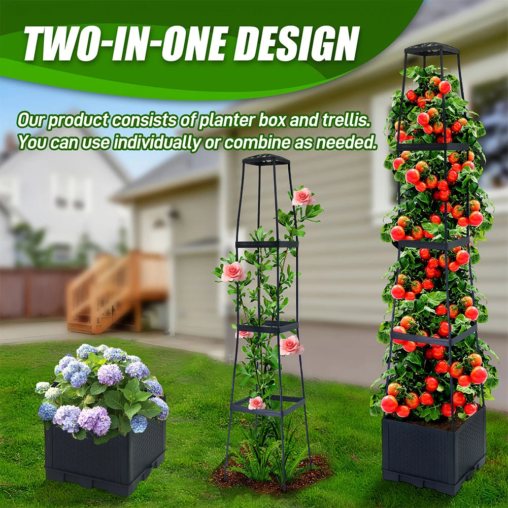 4 Tier Plastic Planter Stake Tower for Climbing Plants