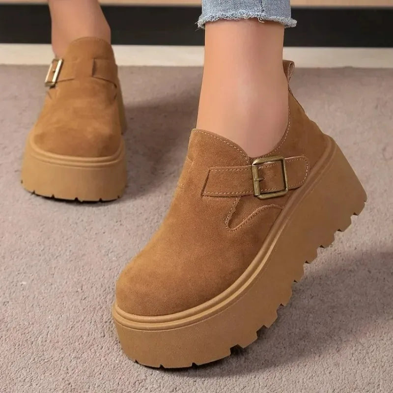 Women's Retro Suede Platform Shoes for Casual Fashion