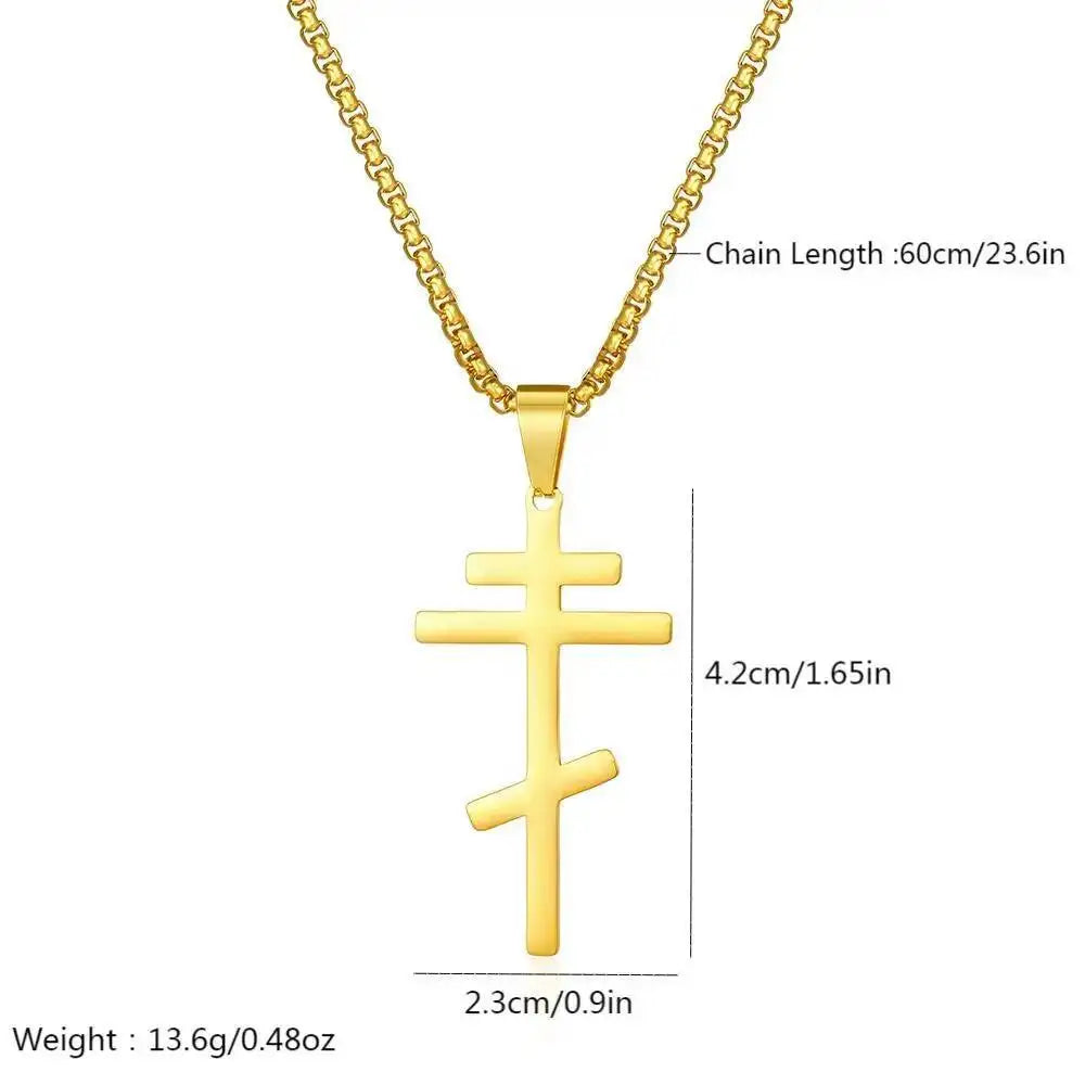 Stainless Steel Jerusalem Cross Pendant Necklace for Men