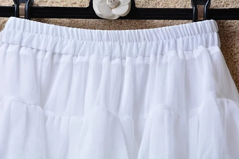White Lace Summer Skirt for Women - High Waist A-Line