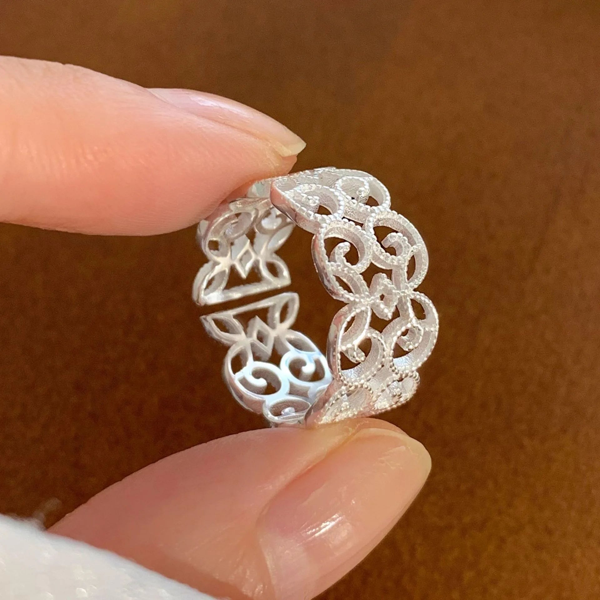 Geometric 925 Sterling Silver Rings for Women Adjustable CZ