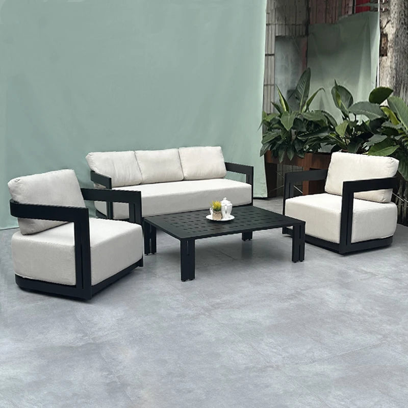 Aluminum Outdoor Sofa Set with Ottoman for Modern Gardens