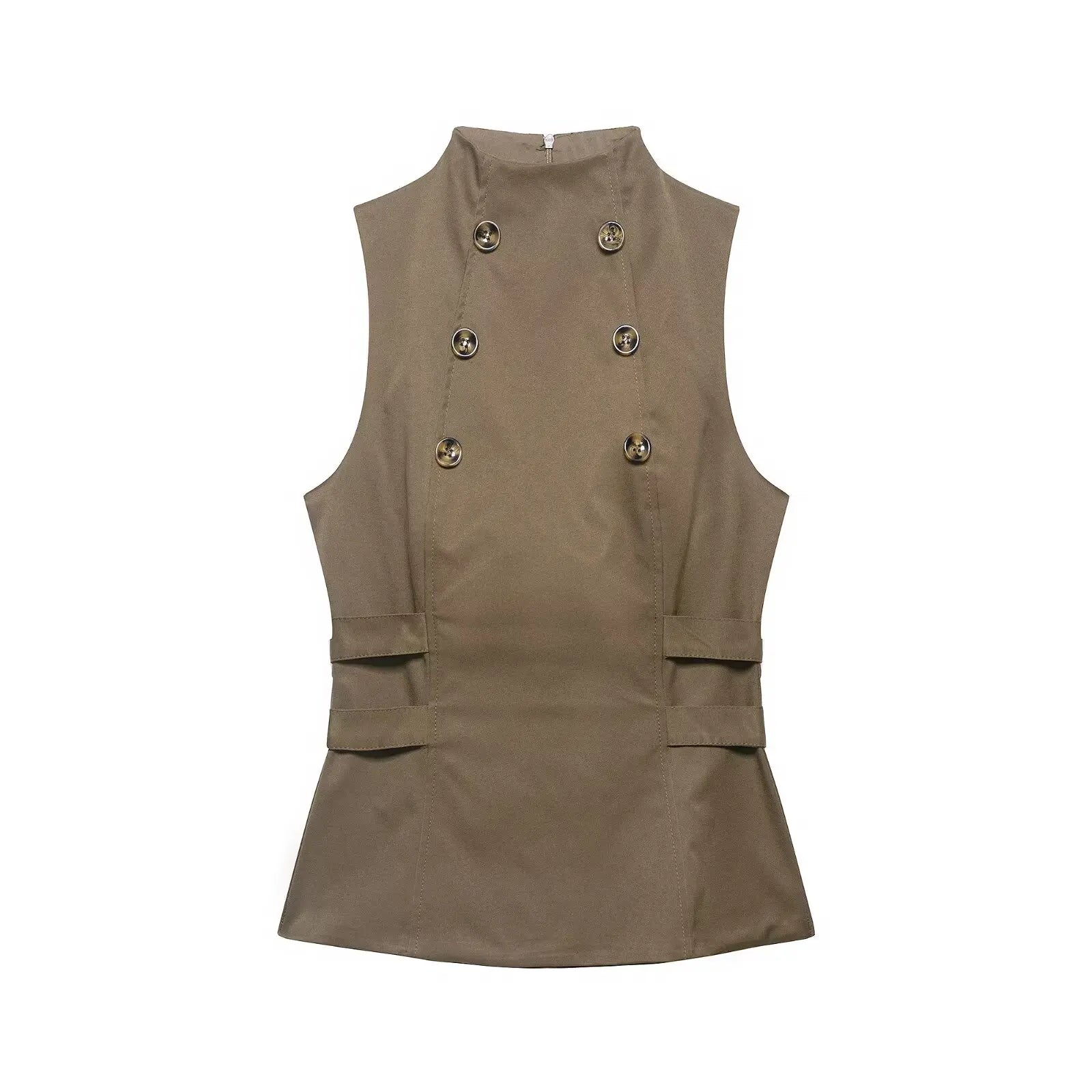 Elegant High Collar Sleeveless Vest Top for Women